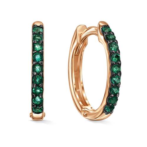 Золотые серьги с изумрудами выращенными