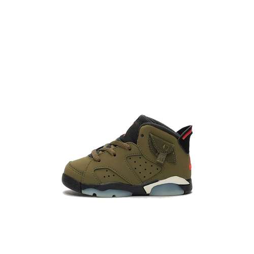 Travis Scott x Jordan Air Jordan 6 Амортизация Износостойкая Высокая Обувь для малышей Оливково-зеленый