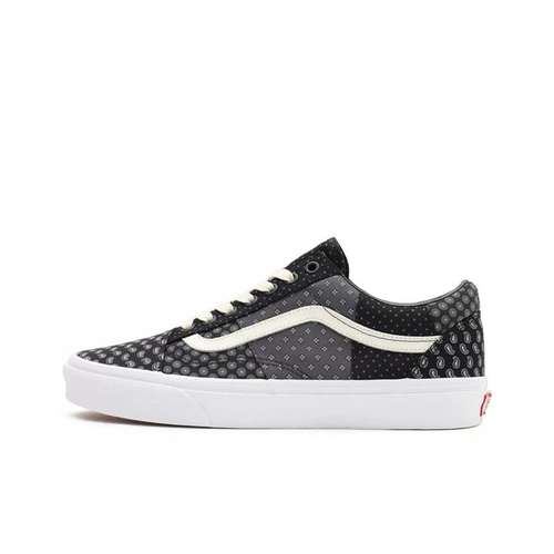 Vans Old Skool Галстук с принтом Пэчворк Низкие скейтбордические кеды Унисекс Черно-белые