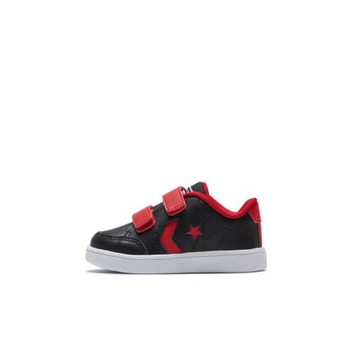 Converse Star Court 2V на липучке низкие кеды для малышей черные красные для младенцев и малышей