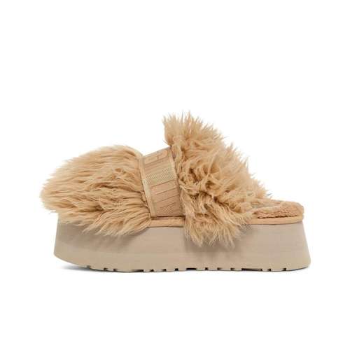 UGG Ткань Пушистые тапочки Женские Овсяный Белый
