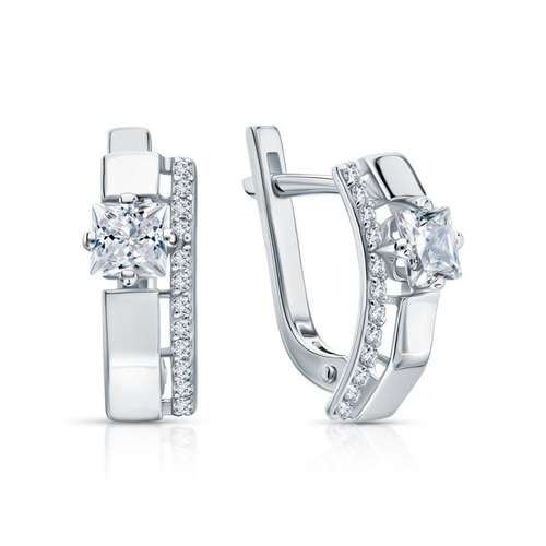 Серьги из серебра с фианитами
