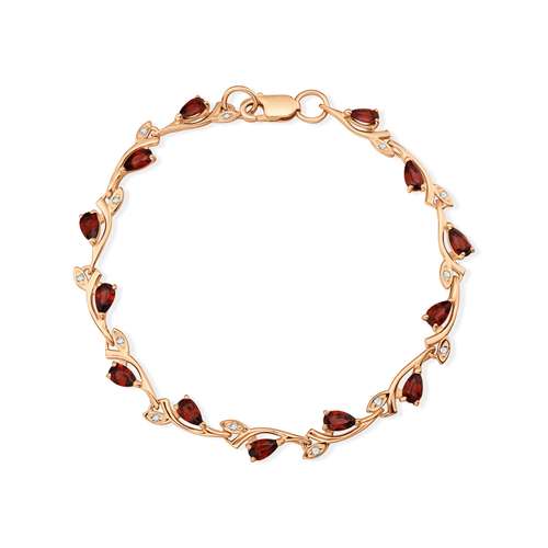 Серебряный браслет с гранатом и фианитами