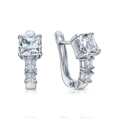 Серьги из серебра с фианитами