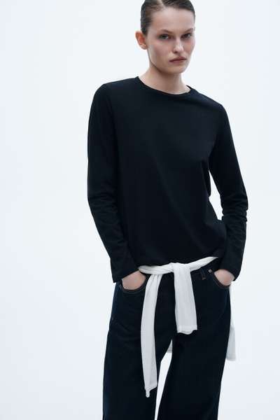 Лонгслив базовый из хлопкового трикотажа