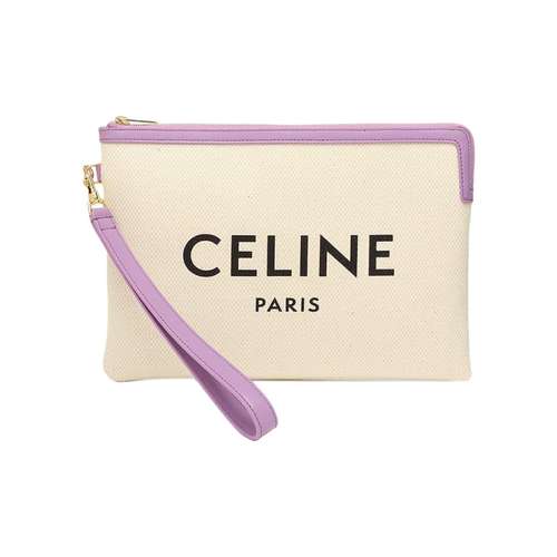 CELINE Canvas Clutch Bag Lightning Сумка Женская Белая и Фуксия Комбинированная