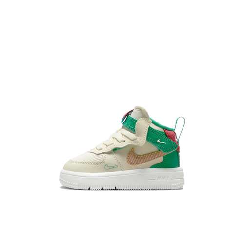 Nike Air Force 1 Slip-Resistant Abrasion-Resistant MID Обувь для малышей Белый Зеленый Infant и Toddler