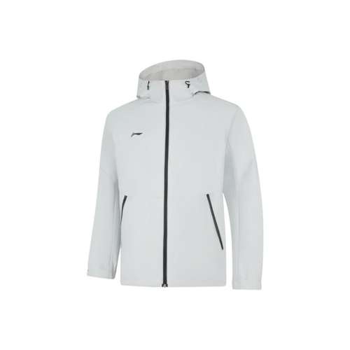 Li-Ning Однотонный С капюшоном Длинный рукав Плащи Мужской Капля серый