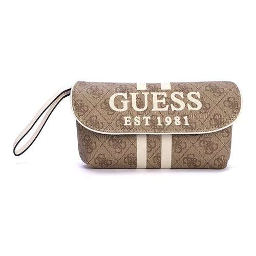 GUESS Синтетическая кожа Настольный через плечо Клатч Средний Женский Черный Латте