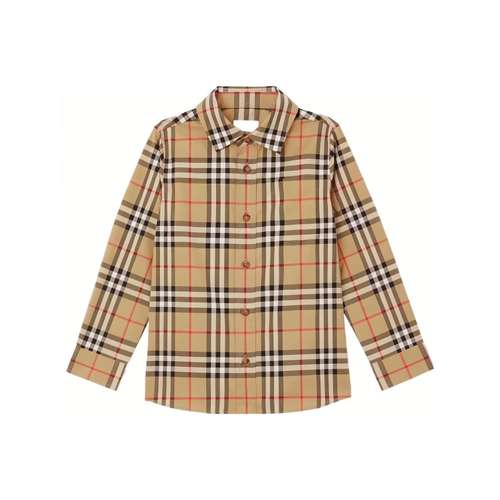 Burberry Детская одежда Осень-Зима 2022 Клетка Полосы Рубашка Осенний Разборный Обруч Детский Желтый 80596371