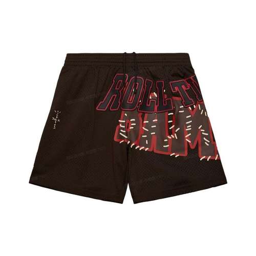 Travis Scott x Mitchell Ness Коллаборация SS24 Спортивные шорты University of Alabama Унисекс Коричневый