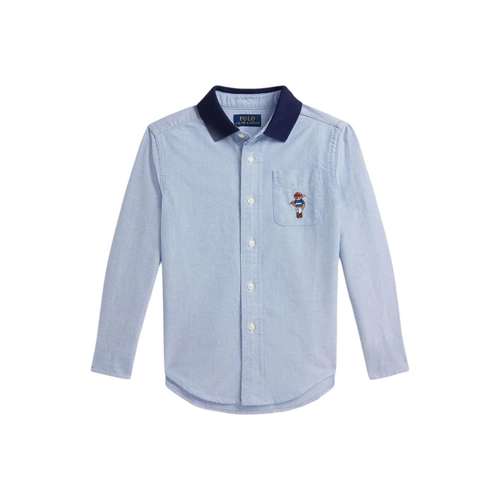 Polo Ralph Lauren Повседневная рубашка Polo Bear синего цвета для подростков