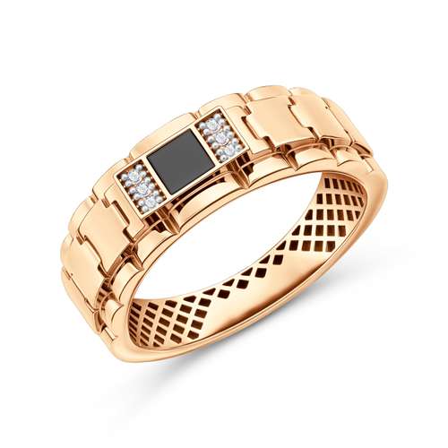 Золотая печатка с фианитами