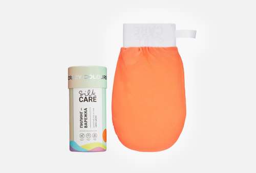Шелковая варежка для пилинга | Silkcare | Crazy Colours coral