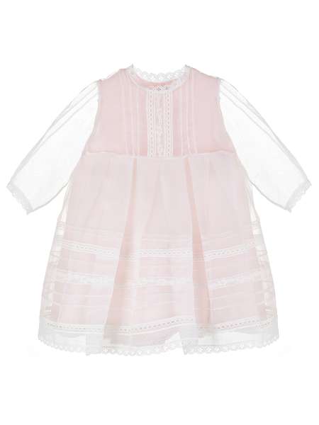 Платье из органзы с кружевом, LITTLE TOMATO, DREGBASORG06PINK01
