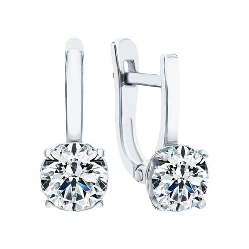 Серьги из серебра с фианитами