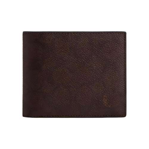 COACH 3 IN 1 Wallet Покрытый холст Мужской кошелек Mahogany Многоцветный
