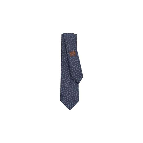 HERMES Tie 7 Шелковые галстуки Синий Мужской