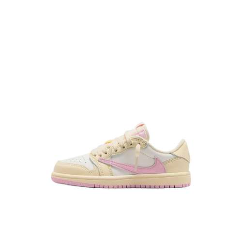 Travis Scott x Air Jordan Air Jordan 1 Low Топ Детские Баскетбольные Кроссовки Розовые Белые Детские Возраст 3-7 Лет