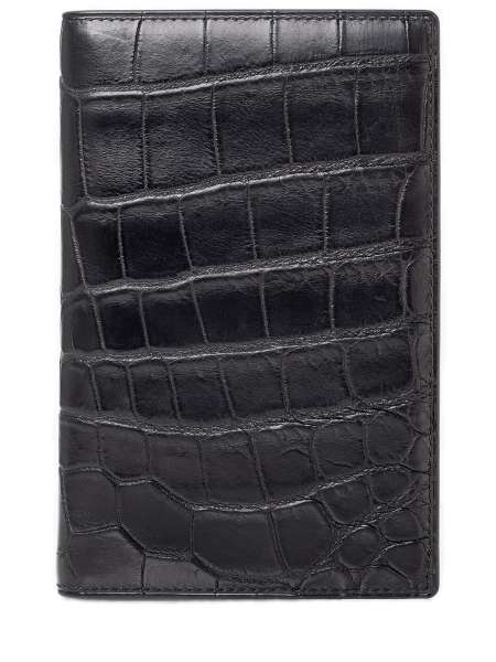 Обложка для документов из кожи крокодила, BOA, A084 pasport croc black1