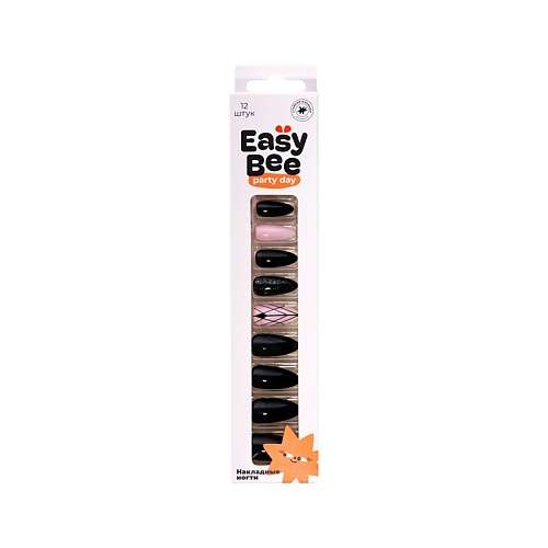 EASYBEE Набор накладных ногтей с клеевыми стикерами NAIL DAY Black Noir
