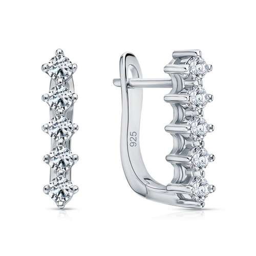 Серьги из серебра с фианитами