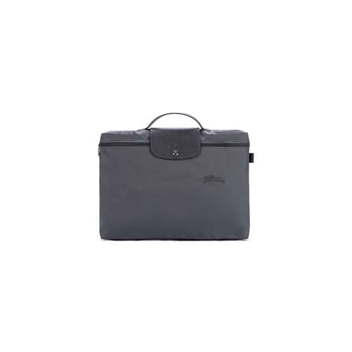 LONGCHAMP Le Pliage Green Переработанный холст с кожей Комбинированный холщовая сумка сумка портфель Маленький Мужской графитовый серый