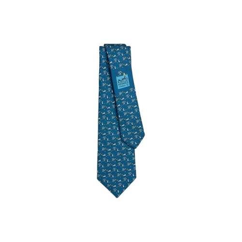 HERMES Lapindragon Шелковые галстуки мужские синие