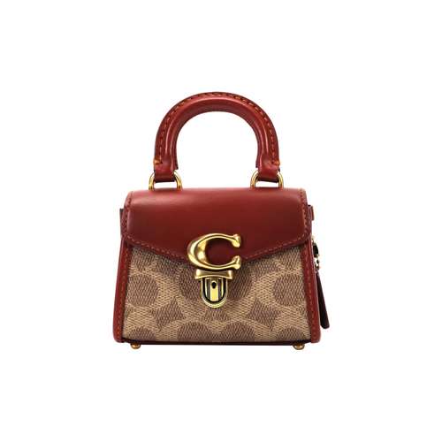 COACH Sammy Холст и Кожа Сумка Мини Женская Хаки и Коричневый