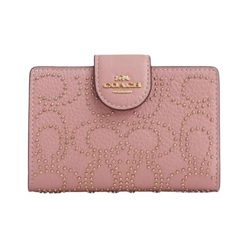 COACH Утончённый кошелек из галечной кожи женский розовый