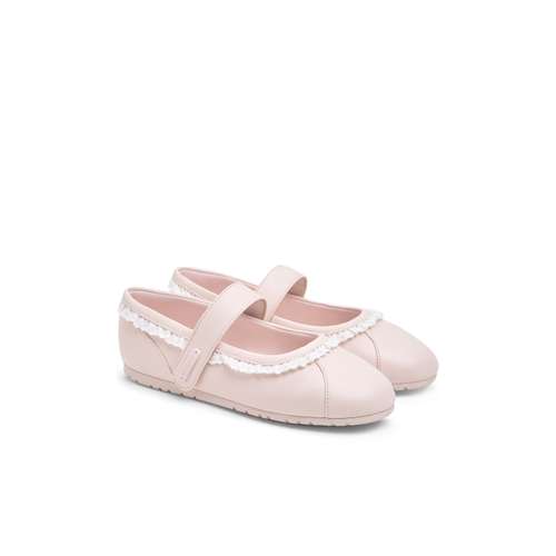 CHARLES&KEITH PU (полиуретан) Весенняя коллекция Туфли Мэри Джейн с кружевной вставкой 0,9 см Лоу-топы Детская кожаная обувь Детский