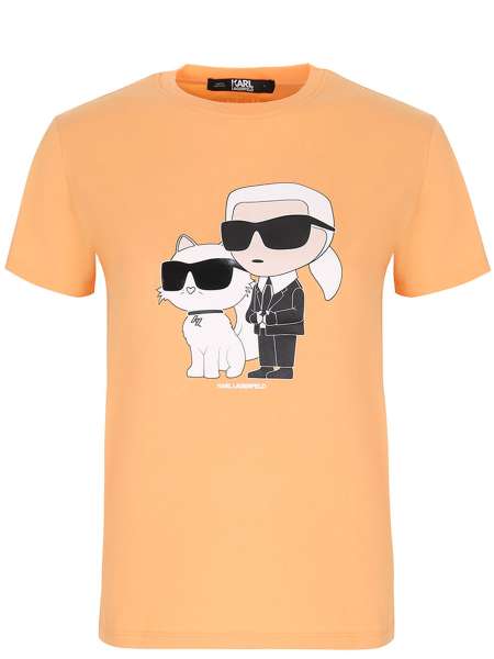 Футболка хлопковая Karl Ikonik 2.0, KARL LAGERFELD, 230W1704 138 Карл+Кот