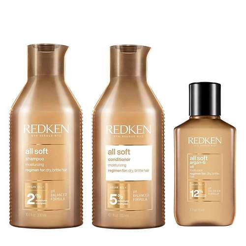 REDKEN Набор All Soft: Шампунь + Кондиционер + Масло для волос