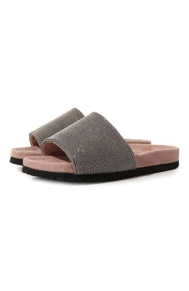 Детское: Кожаные шлепанцы Brunello Cucinelli