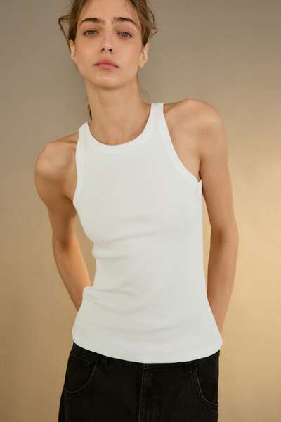 Майка базовая облегающая в рубчик