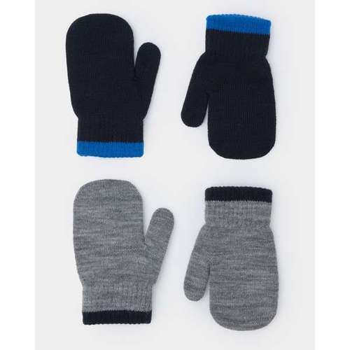 Варежки 2 пары для мальчиков:Серый:14