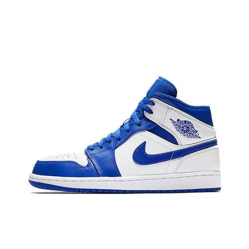 Jordan Air Jordan 1 MID Hyper Royal MID Топ Винтажные Баскетбольные Кроссовки Мужские Белый Синий