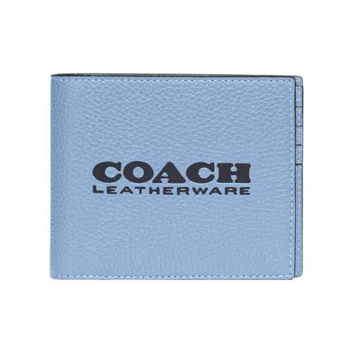 COACH 3 IN 1 Wallet Полированная текстура гальки коровья кожа держатель для карт кошелек женский синий