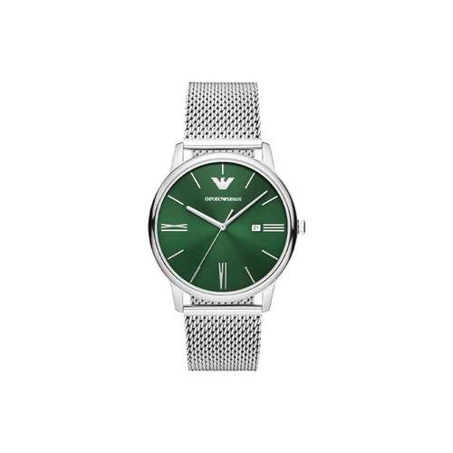 EMPORIO ARMANI Часы на запястье Кварцевый механизм Нержавеющая сталь Шнуровка 42 мм Зеленый циферблат Мужские часы