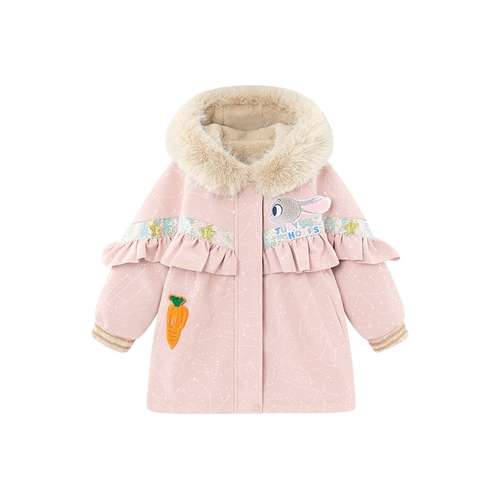 Disney PARKA Пальто Утолщенное и с флисовой подкладкой удобное с капюшоном длинные рукава розовый для детей 3-7 лет