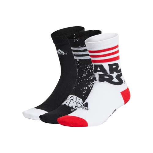 Adidas 3 шт Черный+Белый+Ярко-красный Kids Носки