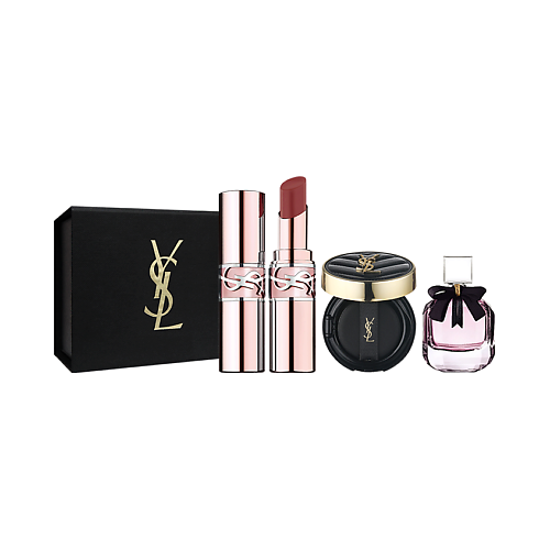 YVES SAINT LAURENT Бальзам Loveshine Candy Glow + Мини-кушон Encre de Peau + Миинатюра Mon Paris