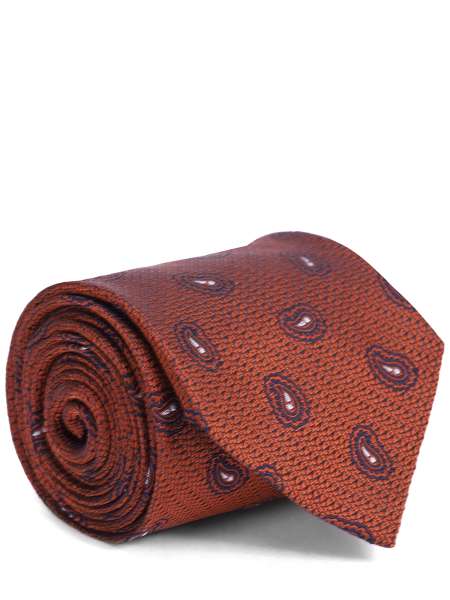 Галстук шелковый, ZEGNA, ZCR Оранжевый, Черный