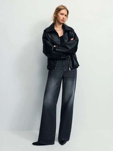 Джинсы широкие с высокой посадкой