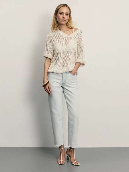 Джинсы прямого фита укороченные