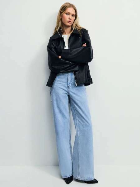 Джинсы широкие с высокой посадкой