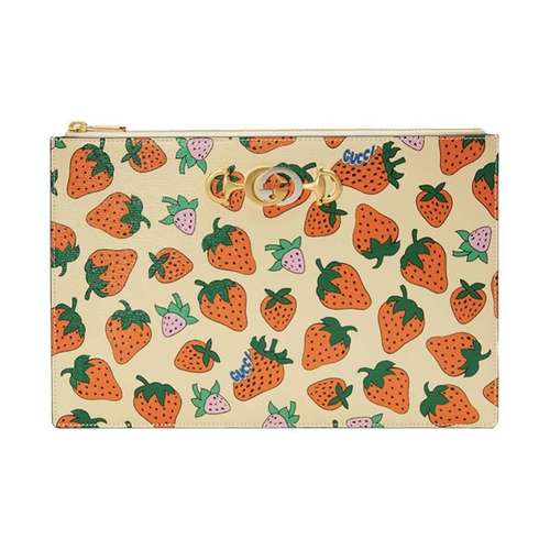 GUCCI Zumi Кожа Сумка для документов Клатч Женский Бежевый Оранжевый Красный