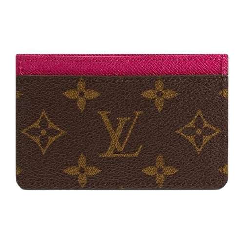 LOUIS VUITTON Кожаный холст держатель для карт кошелек женский коричневый