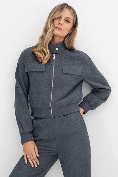 Жакет-бомбер из смесовой шерсти