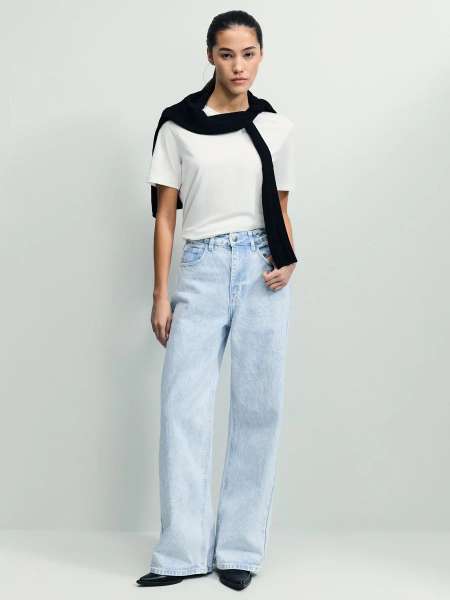 Джинсы широкие с высокой посадкой